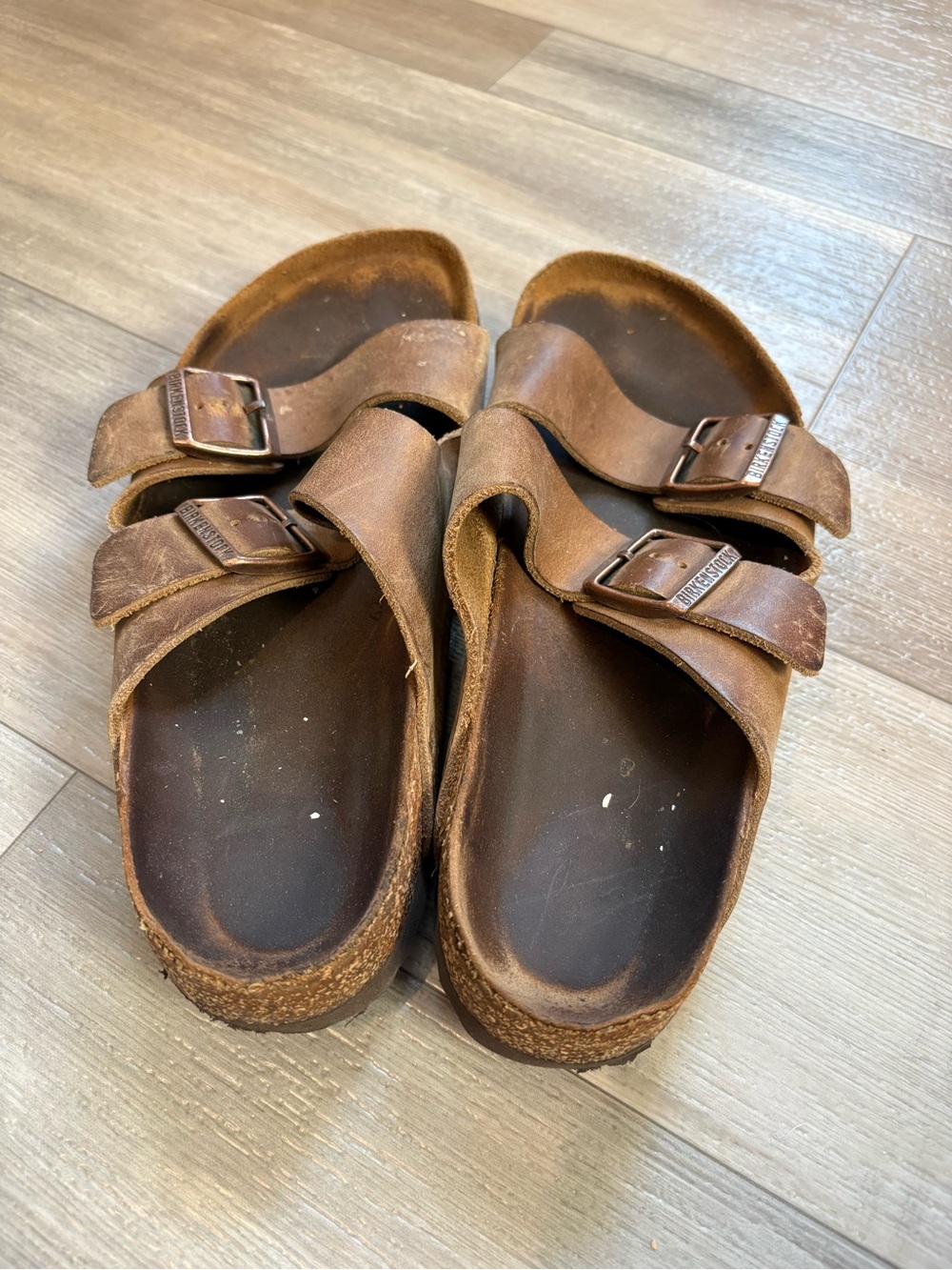 Birkenstock Brown Two-Strap Leather Sandals - Picture 1 of 5